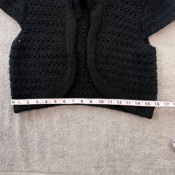 ❤️GAP Women/Junior Open Front Open Knit Collared Bolero Cardigan Black Sz S - Picture 8 of 10